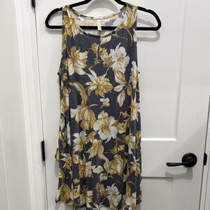 MTS Floral Mini Dress - Charcoal and Mustard